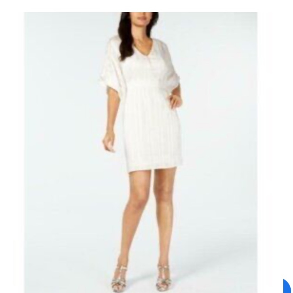 Thalia Sodi Cream Metallic Striped Dress